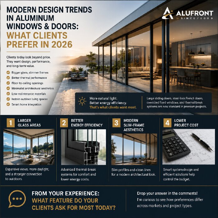 Modern Design Trends in Aluminum Windows & Doors: What Clients Prefer in 2026