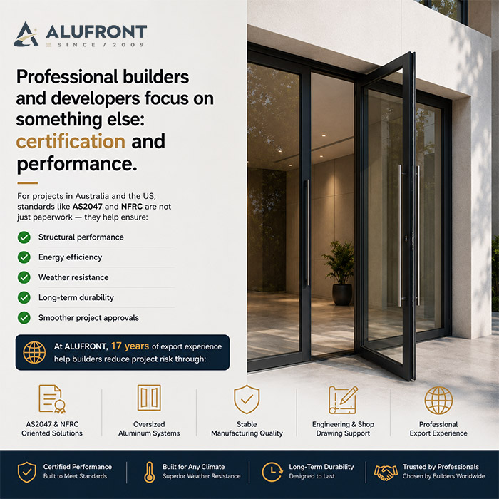 ALUFRONT Certification Explained: What AS2047 / NFRC Means for Your Projects