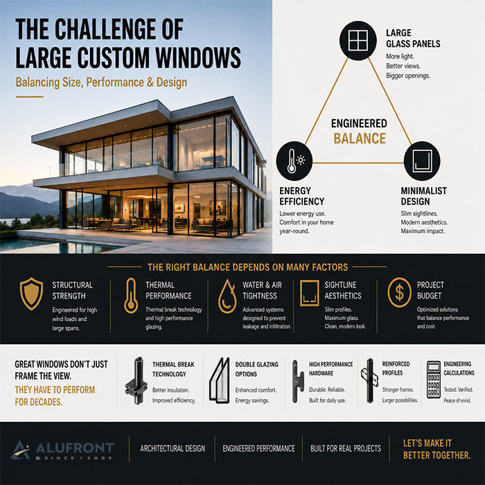 Custom Aluminum Windows: How to Balance Large Sizes, Energy Efficiency, and Modern Design