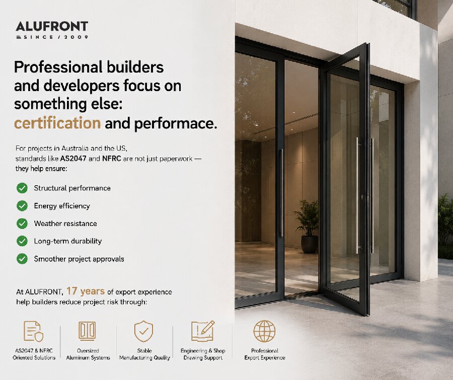 ALUFRONT Certification Explained: What AS2047 / NFRC Means for Your Projects